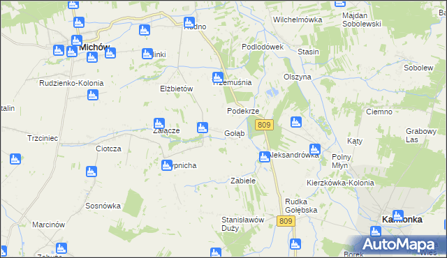 mapa Gołąb gmina Michów, Gołąb gmina Michów na mapie Targeo