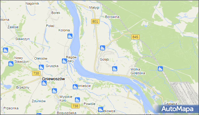 mapa Gołąb gmina Puławy, Gołąb gmina Puławy na mapie Targeo