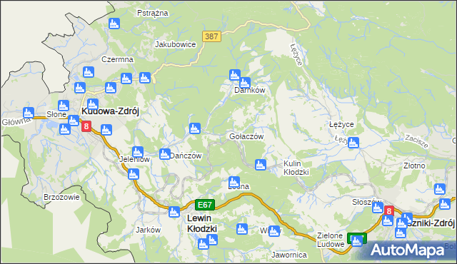 mapa Gołaczów, Gołaczów na mapie Targeo