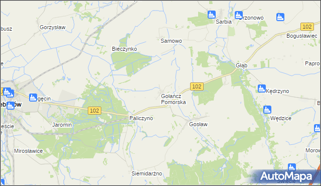 mapa Gołańcz Pomorska, Gołańcz Pomorska na mapie Targeo