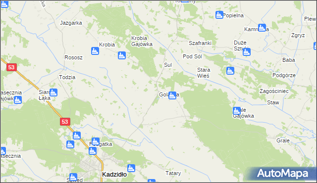 mapa Golanka gmina Kadzidło, Golanka gmina Kadzidło na mapie Targeo