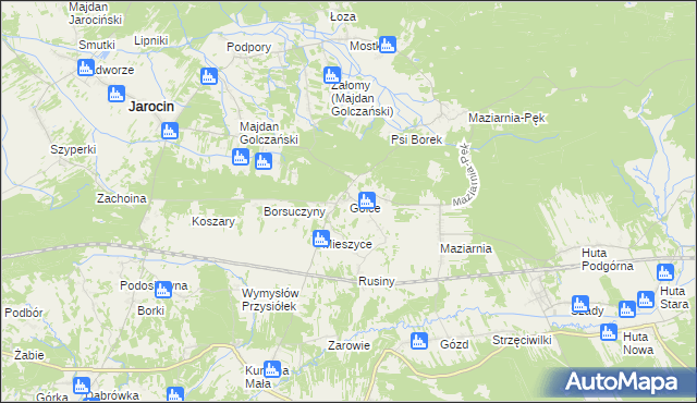 mapa Golce gmina Jarocin, Golce gmina Jarocin na mapie Targeo