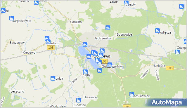 mapa Golczewo powiat kamieński, Golczewo powiat kamieński na mapie Targeo