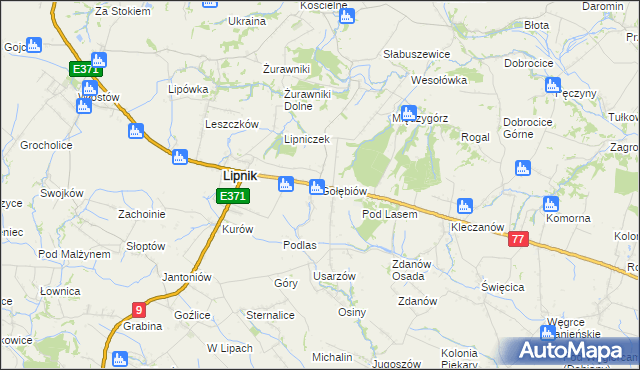 mapa Gołębiów gmina Lipnik, Gołębiów gmina Lipnik na mapie Targeo