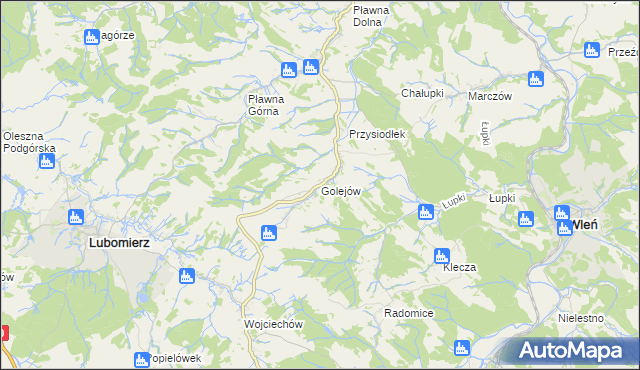 mapa Golejów, Golejów na mapie Targeo