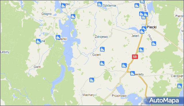 mapa Goleń gmina Piecki, Goleń gmina Piecki na mapie Targeo