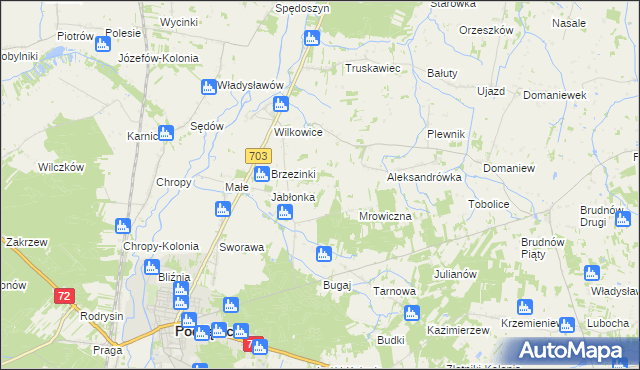 mapa Golice gmina Poddębice, Golice gmina Poddębice na mapie Targeo