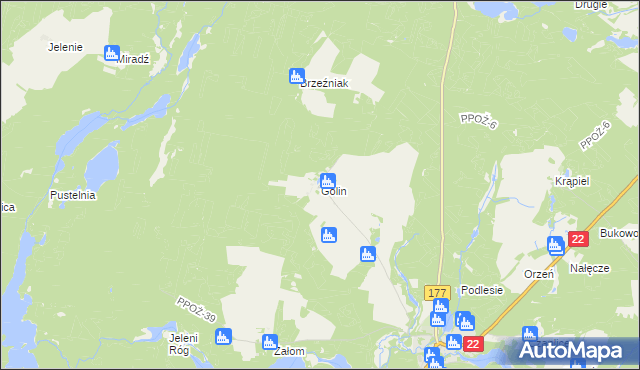 mapa Golin gmina Człopa, Golin gmina Człopa na mapie Targeo