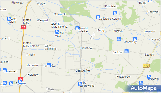 mapa Goliszew gmina Żelazków, Goliszew gmina Żelazków na mapie Targeo