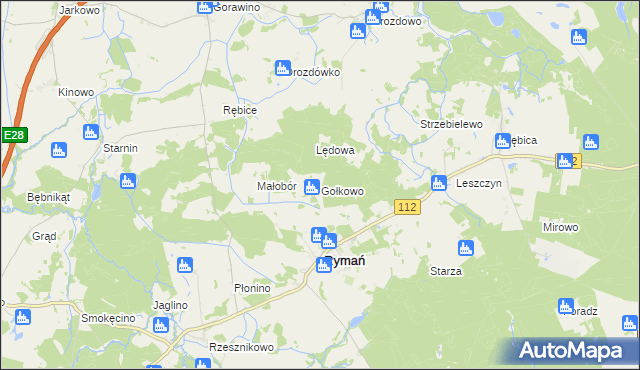 mapa Gołkowo gmina Rymań, Gołkowo gmina Rymań na mapie Targeo