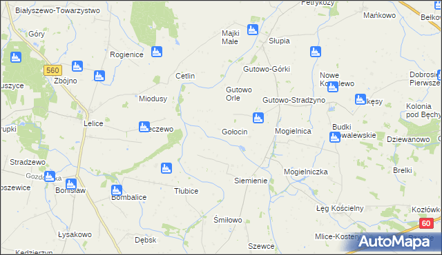 mapa Gołocin, Gołocin na mapie Targeo