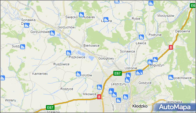 mapa Gołogłowy, Gołogłowy na mapie Targeo