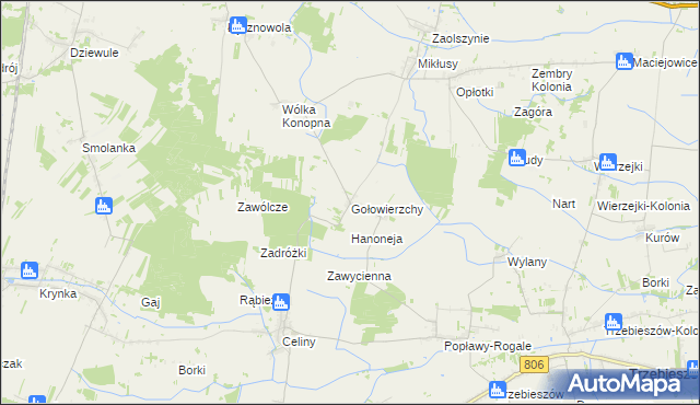 mapa Gołowierzchy, Gołowierzchy na mapie Targeo