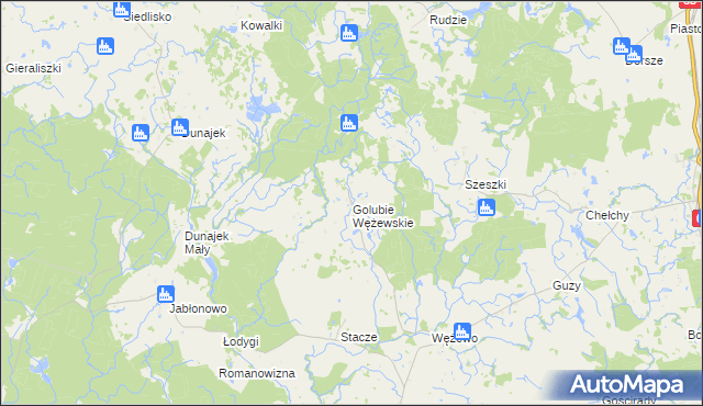 mapa Golubie Wężewskie, Golubie Wężewskie na mapie Targeo