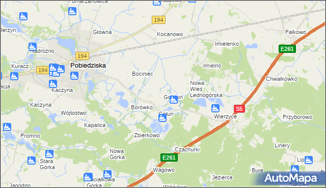 mapa Gołunin, Gołunin na mapie Targeo