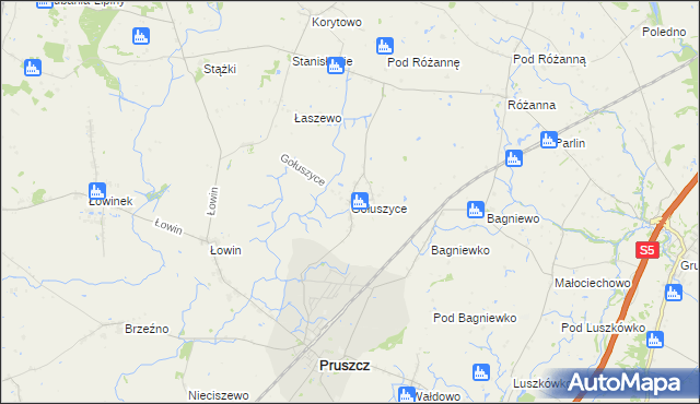 mapa Gołuszyce, Gołuszyce na mapie Targeo