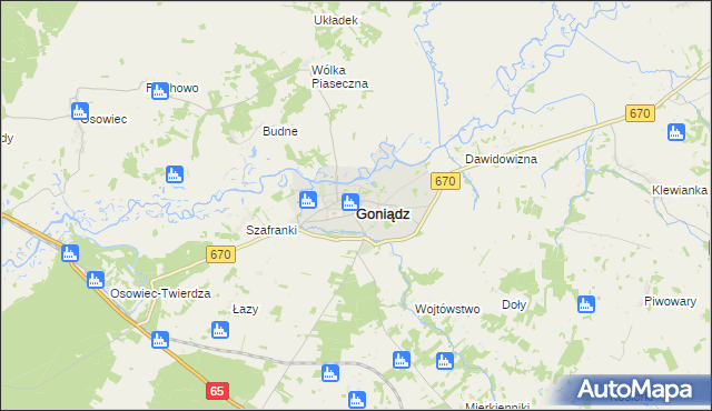 mapa Goniądz, Goniądz na mapie Targeo
