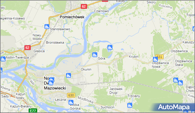 mapa Góra gmina Wieliszew, Góra gmina Wieliszew na mapie Targeo