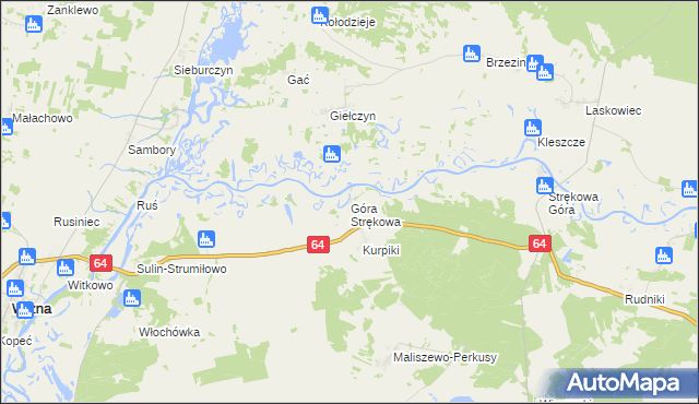 mapa Góra Strękowa, Góra Strękowa na mapie Targeo