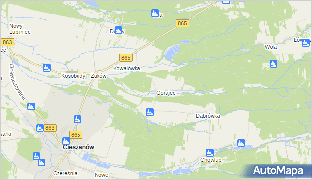 mapa Gorajec gmina Cieszanów, Gorajec gmina Cieszanów na mapie Targeo