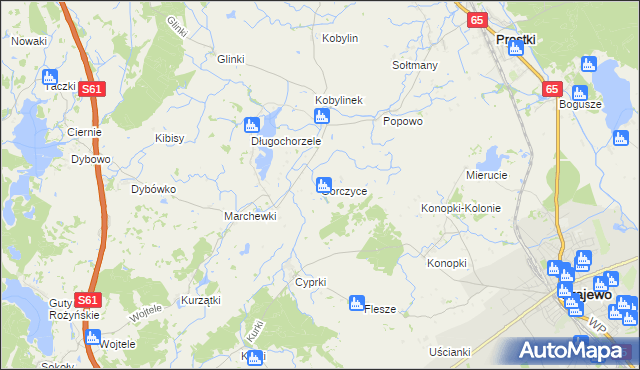 mapa Gorczyce gmina Prostki, Gorczyce gmina Prostki na mapie Targeo