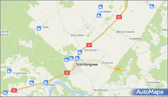 mapa Górczyna gmina Szlichtyngowa, Górczyna gmina Szlichtyngowa na mapie Targeo