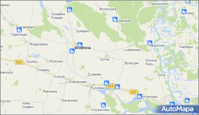 mapa Górka gmina Brodnica, Górka gmina Brodnica na mapie Targeo