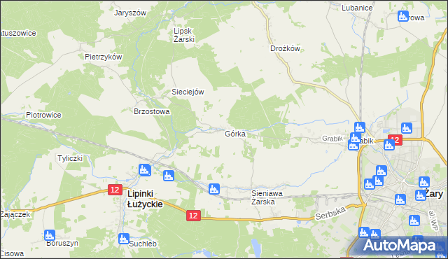 mapa Górka gmina Lipinki Łużyckie, Górka gmina Lipinki Łużyckie na mapie Targeo