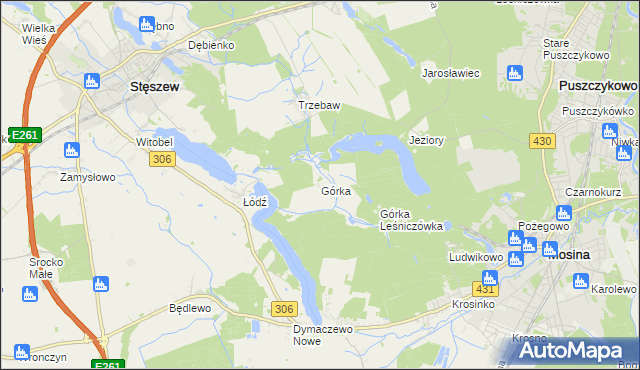 mapa Górka gmina Stęszew, Górka gmina Stęszew na mapie Targeo
