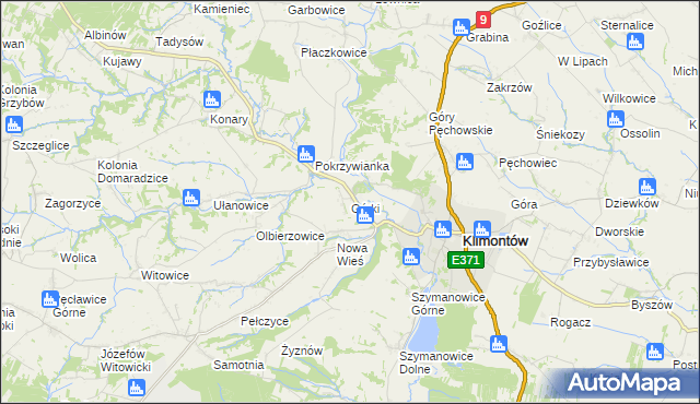 mapa Górki gmina Klimontów, Górki gmina Klimontów na mapie Targeo