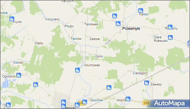 mapa Górki gmina Przesmyki, Górki gmina Przesmyki na mapie Targeo
