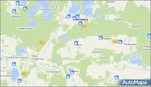 mapa Górki gmina Sosnowica, Górki gmina Sosnowica na mapie Targeo