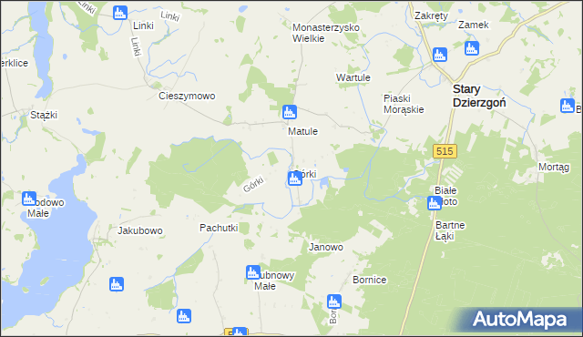 mapa Górki gmina Stary Dzierzgoń, Górki gmina Stary Dzierzgoń na mapie Targeo