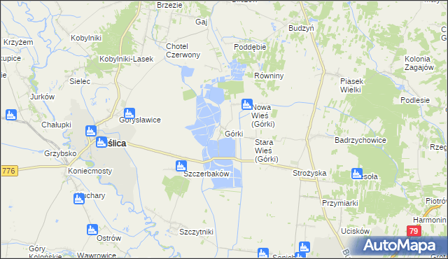 mapa Górki gmina Wiślica, Górki gmina Wiślica na mapie Targeo