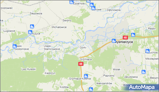 mapa Górki gmina Wyśmierzyce, Górki gmina Wyśmierzyce na mapie Targeo