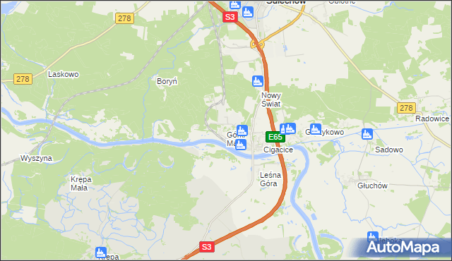 mapa Górki Małe gmina Sulechów, Górki Małe gmina Sulechów na mapie Targeo