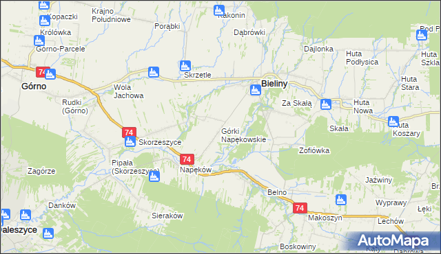 mapa Górki Napękowskie, Górki Napękowskie na mapie Targeo