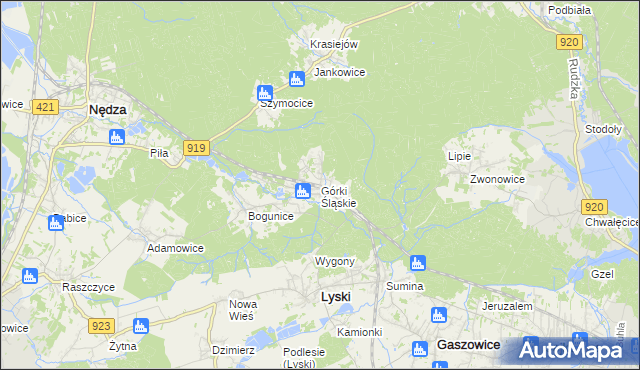 mapa Górki Śląskie, Górki Śląskie na mapie Targeo