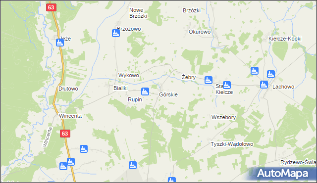 mapa Górskie gmina Kolno, Górskie gmina Kolno na mapie Targeo