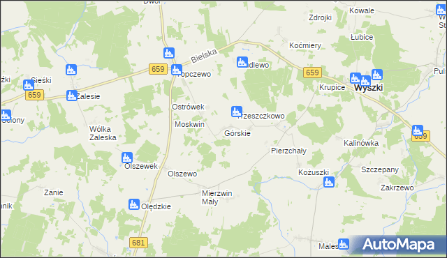mapa Górskie gmina Wyszki, Górskie gmina Wyszki na mapie Targeo