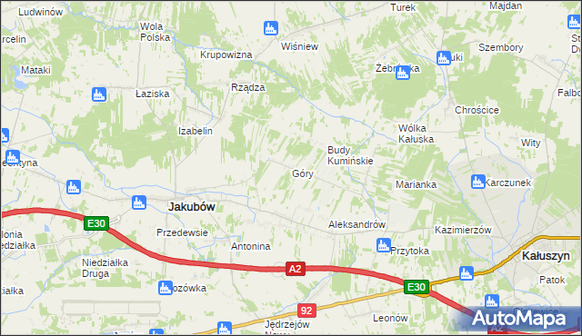 mapa Góry gmina Jakubów, Góry gmina Jakubów na mapie Targeo