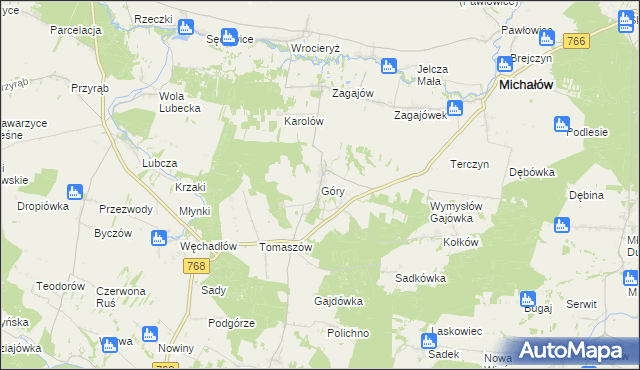 mapa Góry gmina Michałów, Góry gmina Michałów na mapie Targeo