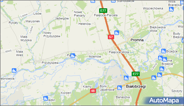 mapa Góry gmina Promna, Góry gmina Promna na mapie Targeo