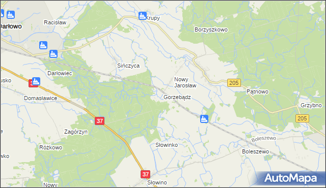 mapa Gorzebądz gmina Darłowo, Gorzebądz gmina Darłowo na mapie Targeo