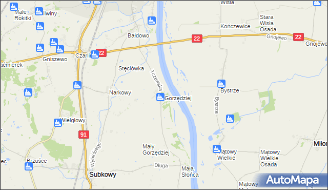 mapa Gorzędziej, Gorzędziej na mapie Targeo