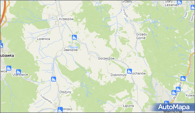 mapa Gorzeszów, Gorzeszów na mapie Targeo