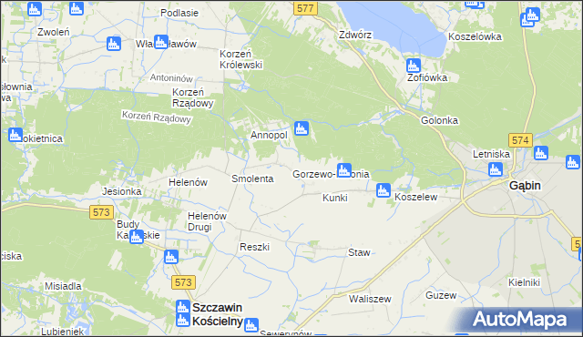 mapa Gorzewo-Kolonia, Gorzewo-Kolonia na mapie Targeo