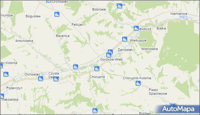 mapa Gorzków-Wieś, Gorzków-Wieś na mapie Targeo