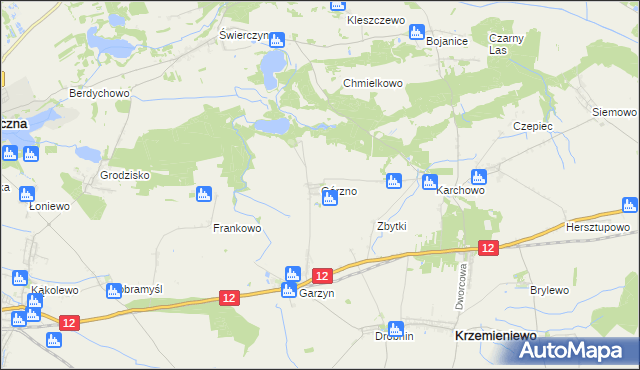 mapa Górzno gmina Krzemieniewo, Górzno gmina Krzemieniewo na mapie Targeo
