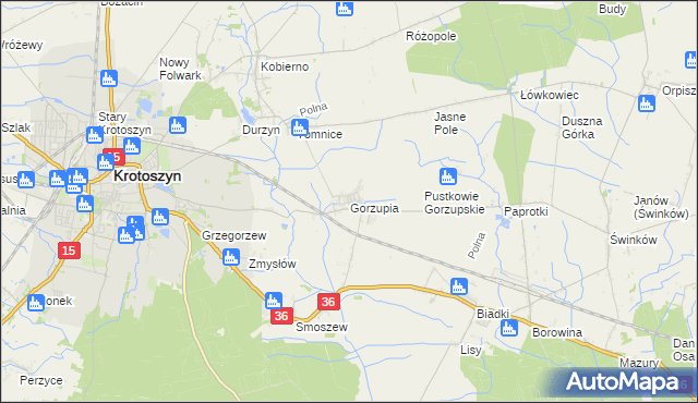 mapa Gorzupia gmina Krotoszyn, Gorzupia gmina Krotoszyn na mapie Targeo